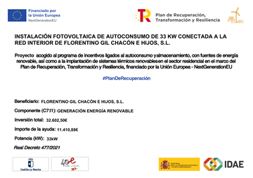 Instalación fotovoltáica de autoconsumo de 33KW